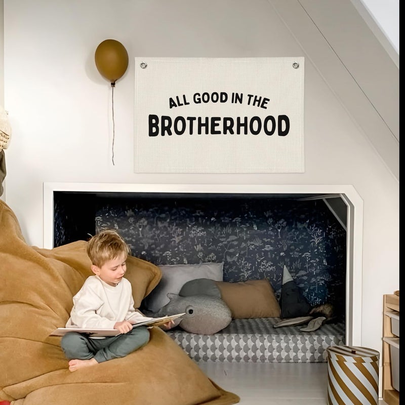 PLKMN Boy Nursery Decor, Playroom Wall Decor, Brotherhood Canvas Banner Wall Hanging Flag for Nursery Classroom Playroom Kids Room, Playroom Essentials - Image 3